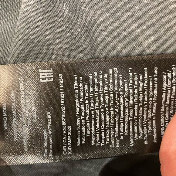 Vero Moda Womens XL Cropped Rocker Black Acid Washed Short Sleeve T-Shirt NWT - Picture 5 of 6